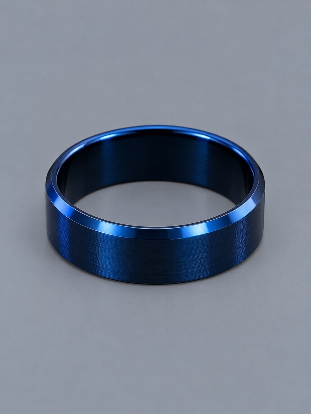 Blue Metallic Stainless Steel Wedding Band Size 13